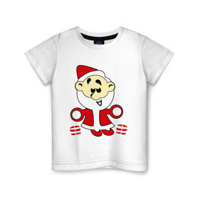 Детская футболка хлопок с принтом Дед мороз с подарками. , 100% хлопок | круглый вырез горловины, полуприлегающий силуэт, длина до линии бедер | дед мороз | зима | новый год | подарки | праздник