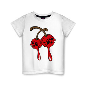 Детская футболка хлопок с принтом Мертвые вишенки , 100% хлопок | круглый вырез горловины, полуприлегающий силуэт, длина до линии бедер | halloween | skull | вишня | хэллоуин | череп