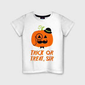 Детская футболка хлопок с принтом Trick or treat , 100% хлопок | круглый вырез горловины, полуприлегающий силуэт, длина до линии бедер | halloween | trick or treat | подарок на хэллоуин | сюрприз на хэллоуин | тыква | хэллоуин