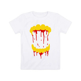 Детская футболка хлопок с принтом Vampire mouth , 100% хлопок | круглый вырез горловины, полуприлегающий силуэт, длина до линии бедер | blood | halloween | vampire | вампир | подарок на хэллоуин | сюрприз на хэллоуин | хэллоуин