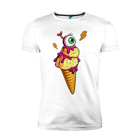 Мужская футболка премиум с принтом Zombie ice cream , 92% хлопок, 8% лайкра | приталенный силуэт, круглый вырез ворота, длина до линии бедра, короткий рукав | Тематика изображения на принте: 