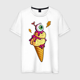 Мужская футболка хлопок с принтом Zombie ice cream , 100% хлопок | прямой крой, круглый вырез горловины, длина до линии бедер, слегка спущенное плечо. | 