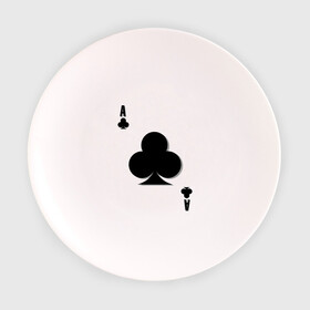 Тарелка 3D с принтом Крестовый туз , фарфор | диаметр - 210 мм
диаметр для нанесения принта - 120 мм | игральные карты | карты | крести | покер | туз