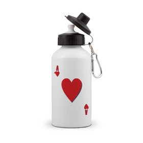 Бутылка спортивная с принтом Червовый туз , металл | емкость — 500 мл, в комплекте две пластиковые крышки и карабин для крепления | игральные карты | карты | покер | туз | черви