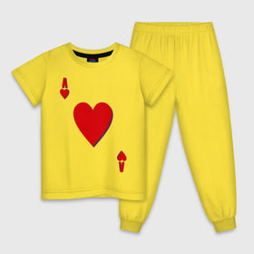 Детская пижама хлопок с принтом Червовый туз , 100% хлопок |  брюки и футболка прямого кроя, без карманов, на брюках мягкая резинка на поясе и по низу штанин
 | игральные карты | карты | покер | туз | черви