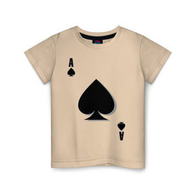 Детская футболка хлопок с принтом Пиковый туз , 100% хлопок | круглый вырез горловины, полуприлегающий силуэт, длина до линии бедер | игральные карты | карты | пики | покер | туз