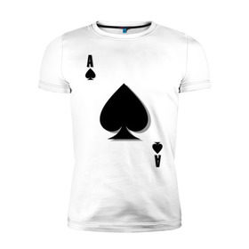 Мужская футболка премиум с принтом Пиковый туз , 92% хлопок, 8% лайкра | приталенный силуэт, круглый вырез ворота, длина до линии бедра, короткий рукав | игральные карты | карты | пики | покер | туз