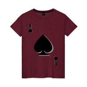 Женская футболка хлопок с принтом Пиковый туз , 100% хлопок | прямой крой, круглый вырез горловины, длина до линии бедер, слегка спущенное плечо | игральные карты | карты | пики | покер | туз