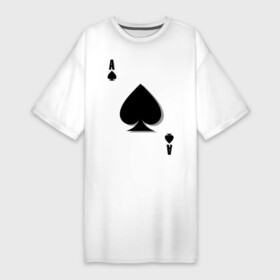 Платье-футболка хлопок с принтом Пиковый туз ,  |  | игральные карты | карты | пики | покер | туз