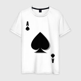 Мужская футболка хлопок с принтом Пиковый туз , 100% хлопок | прямой крой, круглый вырез горловины, длина до линии бедер, слегка спущенное плечо. | игральные карты | карты | пики | покер | туз