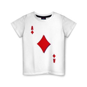 Детская футболка хлопок с принтом Бубновый туз , 100% хлопок | круглый вырез горловины, полуприлегающий силуэт, длина до линии бедер | буби | игральные карты | карты | покер | туз