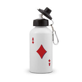 Бутылка спортивная с принтом Бубновый туз , металл | емкость — 500 мл, в комплекте две пластиковые крышки и карабин для крепления | буби | игральные карты | карты | покер | туз