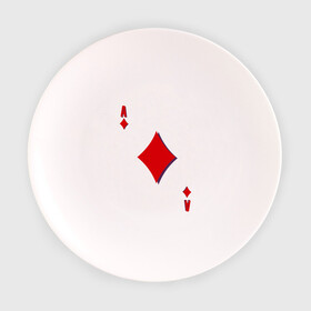Тарелка с принтом Бубновый туз , фарфор | диаметр - 210 мм
диаметр для нанесения принта - 120 мм | Тематика изображения на принте: буби | игральные карты | карты | покер | туз