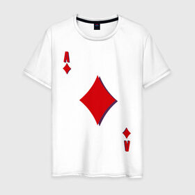 Мужская футболка хлопок с принтом Бубновый туз , 100% хлопок | прямой крой, круглый вырез горловины, длина до линии бедер, слегка спущенное плечо. | буби | игральные карты | карты | покер | туз