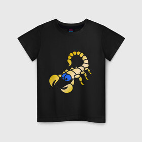 Детская футболка хлопок с принтом Скорпион , 100% хлопок | круглый вырез горловины, полуприлегающий силуэт, длина до линии бедер | 