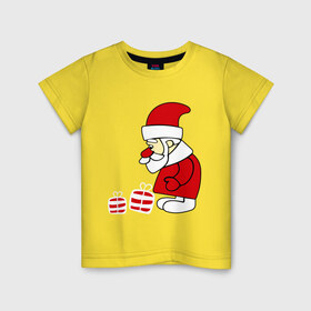 Детская футболка хлопок с принтом Дед мороз с подарками , 100% хлопок | круглый вырез горловины, полуприлегающий силуэт, длина до линии бедер | 
