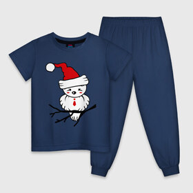 Детская пижама хлопок с принтом Птичка , 100% хлопок |  брюки и футболка прямого кроя, без карманов, на брюках мягкая резинка на поясе и по низу штанин
 | воробушек | колпачок | новый год | птичка