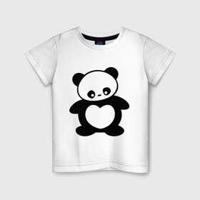 Детская футболка хлопок с принтом Мишка с сердцем , 100% хлопок | круглый вырез горловины, полуприлегающий силуэт, длина до линии бедер | панда