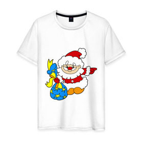 Мужская футболка хлопок с принтом Дед Мороз (2) , 100% хлопок | прямой крой, круглый вырез горловины, длина до линии бедер, слегка спущенное плечо. | 
