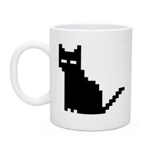 Кружка с принтом Пиксельный котик , керамика | объем — 330 мл, диаметр — 80 мм. Принт наносится на бока кружки, можно сделать два разных изображения | 90 | cat | kitten | kitty | pixel | кот | котейка | котик | котики | пиксель