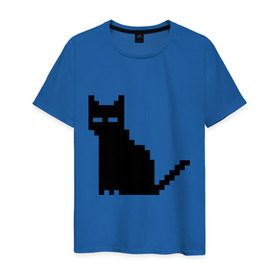 Мужская футболка хлопок с принтом Пиксельный котик , 100% хлопок | прямой крой, круглый вырез горловины, длина до линии бедер, слегка спущенное плечо. | 90 | cat | kitten | kitty | pixel | кот | котейка | котик | котики | пиксель