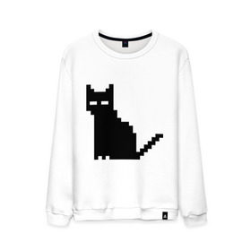 Мужской свитшот хлопок с принтом Пиксельный котик , 100% хлопок |  | Тематика изображения на принте: 90 | cat | kitten | kitty | pixel | кот | котейка | котик | котики | пиксель