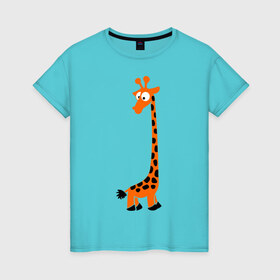 Женская футболка хлопок с принтом Жирафик , 100% хлопок | прямой крой, круглый вырез горловины, длина до линии бедер, слегка спущенное плечо | жираф | жирафик | клевый | милый