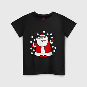 Детская футболка хлопок с принтом Дед мороз в снегу , 100% хлопок | круглый вырез горловины, полуприлегающий силуэт, длина до линии бедер | дед мороз | дед мороз в снегу | новый год | снег | снежинки
