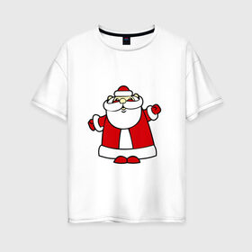 Женская футболка хлопок Oversize с принтом Дед мороз в снегу , 100% хлопок | свободный крой, круглый ворот, спущенный рукав, длина до линии бедер
 | дед мороз | дед мороз в снегу | новый год | снег | снежинки
