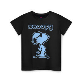 Детская футболка хлопок с принтом Snoopy , 100% хлопок | круглый вырез горловины, полуприлегающий силуэт, длина до линии бедер | Тематика изображения на принте: snoopy | мультфильм | снупи | снупи в очках | собака