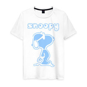 Мужская футболка хлопок с принтом Snoopy , 100% хлопок | прямой крой, круглый вырез горловины, длина до линии бедер, слегка спущенное плечо. | snoopy | мультфильм | снупи | снупи в очках | собака