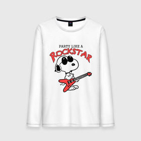 Мужской лонгслив хлопок с принтом Snoopy Rockstar , 100% хлопок |  | Тематика изображения на принте: гитара