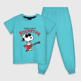 Детская пижама хлопок с принтом Snoopy Rockstar , 100% хлопок |  брюки и футболка прямого кроя, без карманов, на брюках мягкая резинка на поясе и по низу штанин
 | Тематика изображения на принте: гитара