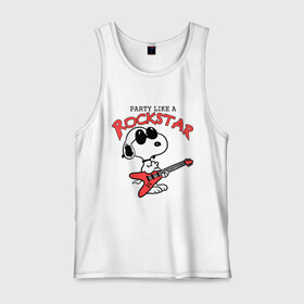 Мужская майка хлопок с принтом Snoopy Rockstar , 100% хлопок |  | Тематика изображения на принте: гитара