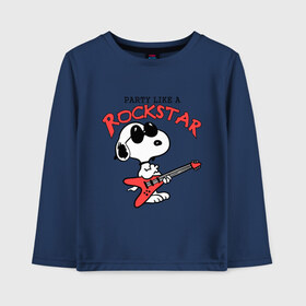 Детский лонгслив хлопок с принтом Snoopy Rockstar , 100% хлопок | круглый вырез горловины, полуприлегающий силуэт, длина до линии бедер | гитара