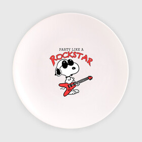 Тарелка 3D с принтом Snoopy Rockstar , фарфор | диаметр - 210 мм
диаметр для нанесения принта - 120 мм | гитара