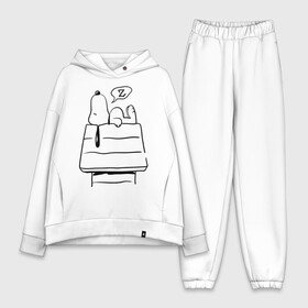 Женский костюм хлопок Oversize с принтом Спящий Снупи ,  |  | snoopy | домик | мультфильм | снупи | собака | спящий снупи