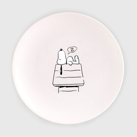 Тарелка с принтом Спящий Снупи , фарфор | диаметр - 210 мм
диаметр для нанесения принта - 120 мм | Тематика изображения на принте: snoopy | домик | мультфильм | снупи | собака | спящий снупи