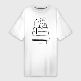 Платье-футболка хлопок с принтом Спящий Снупи ,  |  | snoopy | домик | мультфильм | снупи | собака | спящий снупи
