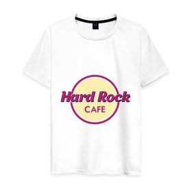 Мужская футболка хлопок с принтом Hard rock , 100% хлопок | прямой крой, круглый вырез горловины, длина до линии бедер, слегка спущенное плечо. | hard rock cafe | pock | музыка | рок | рок кафе