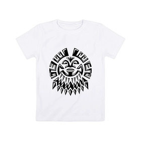 Детская футболка хлопок с принтом Маска майя , 100% хлопок | круглый вырез горловины, полуприлегающий силуэт, длина до линии бедер | майя | маска | орнамент | узор