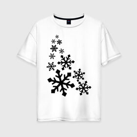 Женская футболка хлопок Oversize с принтом Снежинки , 100% хлопок | свободный крой, круглый ворот, спущенный рукав, длина до линии бедер
 | зима | снег | снегопад | снежинка | снежинки