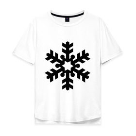 Мужская футболка хлопок Oversize с принтом Красивая снежинка , 100% хлопок | свободный крой, круглый ворот, “спинка” длиннее передней части | зима | красивая снежинка | новый год | снег | снежинка