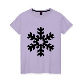 Женская футболка хлопок с принтом Красивая снежинка , 100% хлопок | прямой крой, круглый вырез горловины, длина до линии бедер, слегка спущенное плечо | зима | красивая снежинка | новый год | снег | снежинка