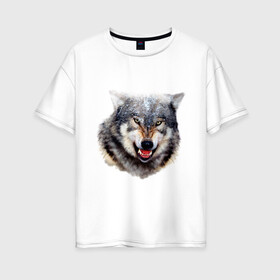 Женская футболка хлопок Oversize с принтом Волк , 100% хлопок | свободный крой, круглый ворот, спущенный рукав, длина до линии бедер
 | animals | mountain | wolf | волк | животные | прикольные картинки