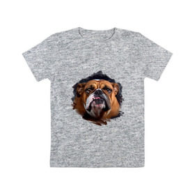 Детская футболка хлопок с принтом Бульдог , 100% хлопок | круглый вырез горловины, полуприлегающий силуэт, длина до линии бедер | animals | dog | mountain | бульдог | животные | прикольные картинки | собака