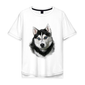 Мужская футболка хлопок Oversize с принтом Хаски , 100% хлопок | свободный крой, круглый ворот, “спинка” длиннее передней части | animals | dog | mountain | животные | прикольные картинки | собака | хаски