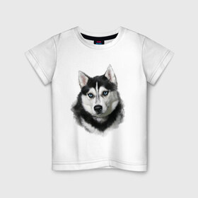Детская футболка хлопок с принтом Хаски , 100% хлопок | круглый вырез горловины, полуприлегающий силуэт, длина до линии бедер | animals | dog | mountain | животные | прикольные картинки | собака | хаски