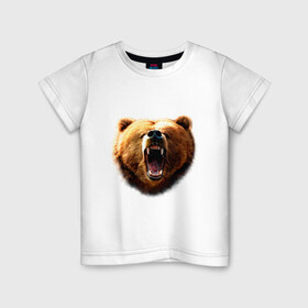Детская футболка хлопок с принтом Медведь , 100% хлопок | круглый вырез горловины, полуприлегающий силуэт, длина до линии бедер | animals | bear | mountain | животные | медведь | прикольные картинки