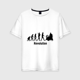 Женская футболка хлопок Oversize с принтом Revolution , 100% хлопок | свободный крой, круглый ворот, спущенный рукав, длина до линии бедер
 | i love rock | music | revolution | rock | skull | музыкантам | рок